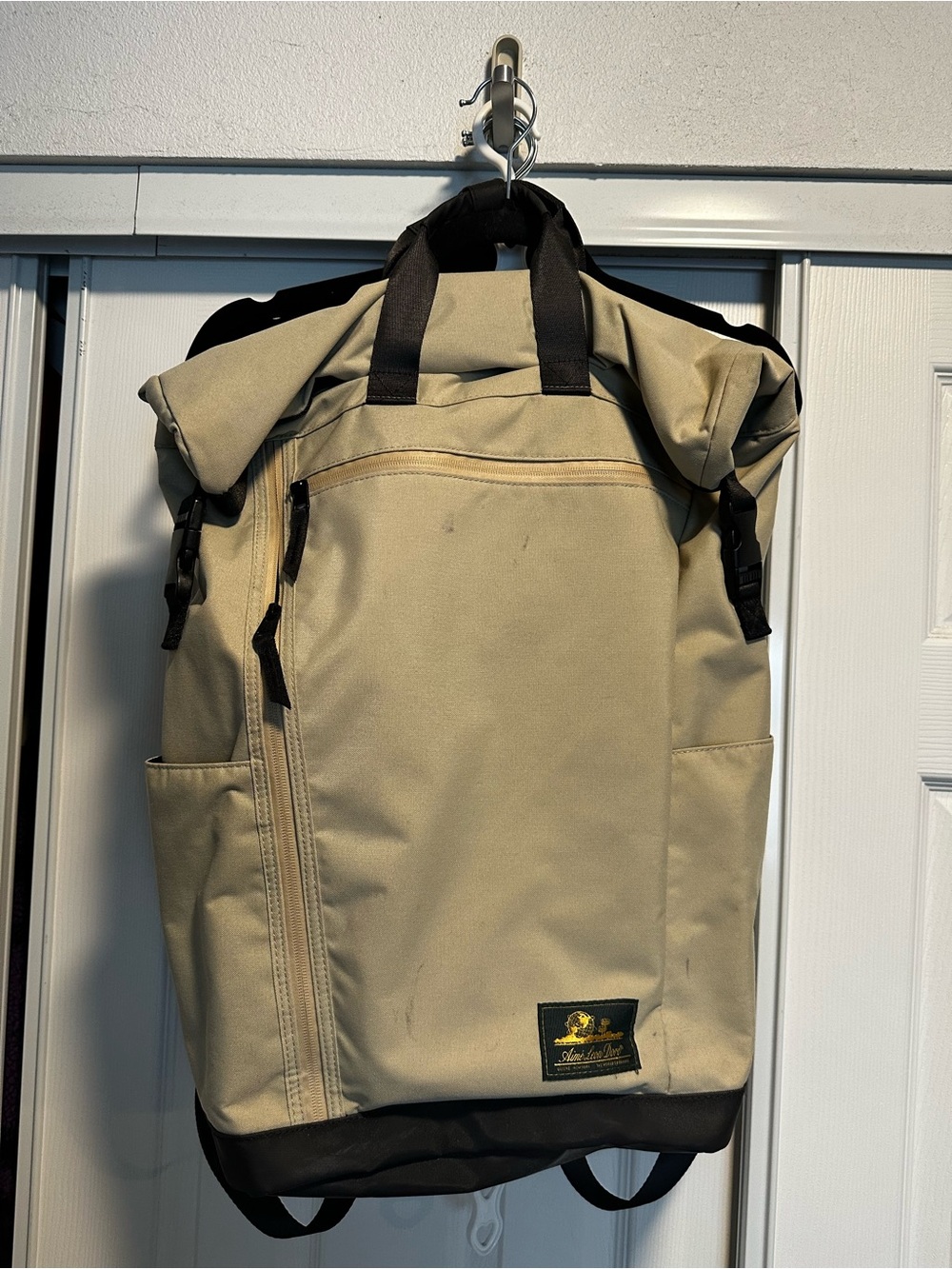 Aime Leon Dore Tan Roll-Top Backpack with Black Accents